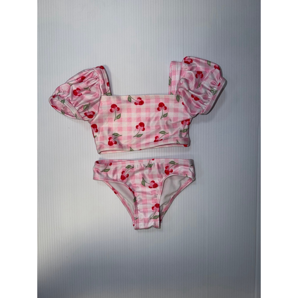 Baby Girl swim Disney Junior Minnie Bikini 12 Months Pink Red Cherry Gingham - Picture 5 of 10